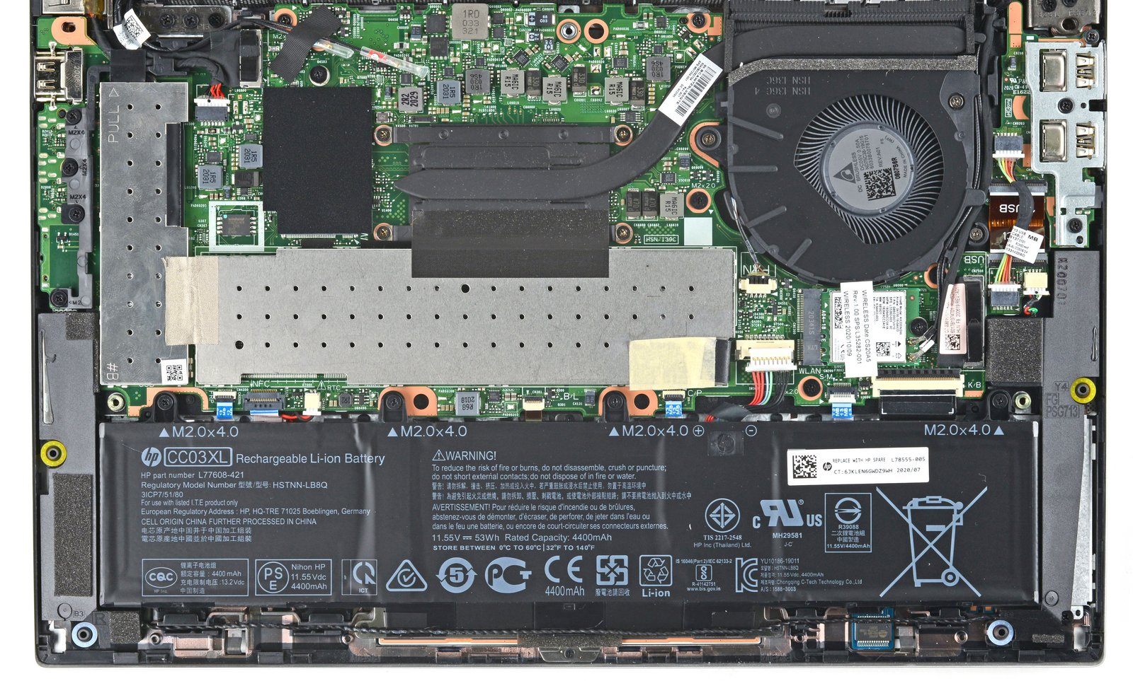 Internal Photo of HP EliteBook 835 840 845 G7 G8 HSN-I37C-4 HSN-I36C-4 HSN-I41C-4 Fan original (HP EliteBook 835 G7)